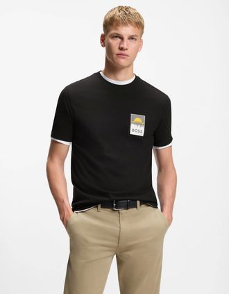 HUGO BOSS Mens BOSS Orange TePlain Mens T-Shirt - Black 001 - Size: 40