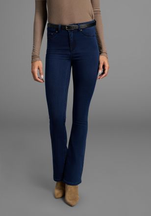 Arizona Bootcut-Jeans ARIZONA Ultra Stretch, Damen, Gr. 100, K + L Gr, rinsed, Denim/Jeans, Obermaterial: 63% Baumwolle, 32% Polyester, 5% Elasthan, eng lang,