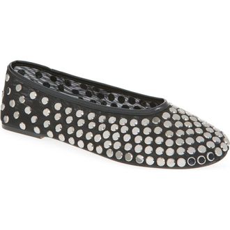 Mango Savoir Studded Mesh Flat in Black at Nordstrom, Size 7.5Us