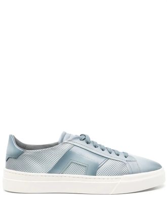 Santoni Double Buckle Sneakers - men - Calf Leather/Calf Leather/Rubber - 10 - Blue