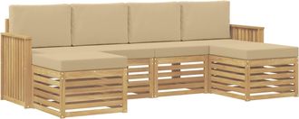 vidaXL Conjunto De Sof&aacute;s De Exterior 6 Uds. Y Beige Poli&eacute;ster Vidaxl