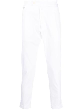 low brand pleat-detail cotton chinos - White