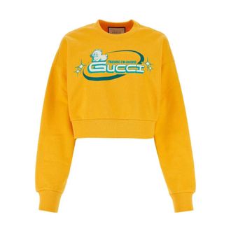Gucci Cotton Sweatshirt - Dames - Sweatshirts - Geel - XS - Katoen - Hoodies & sweatvesten