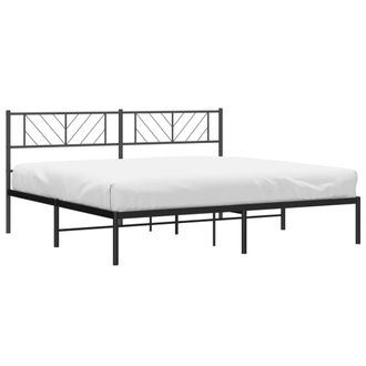 vidaXL Estructura Cama Sin Colch&oacute;n Con Cabecero Metal Negro 200x200 Cm Vidaxl