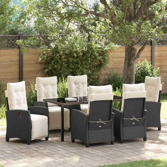 vidaXL Conjunto De Comedor De Jard&iacute;n 7 Pcs Negro Rat&aacute;n Sint&eacute;tico Vidaxl