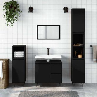 vidaXL Armario De Ba&ntilde;o Madera Contrachapada Negro 65x33x60 Cm Vidaxl