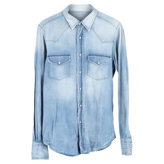 Tom Ford Pre-owned Mens Tom Western Denim Shirt in Light Blue Cotton - Size Small
