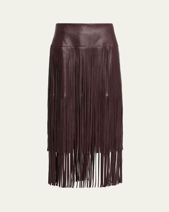 L'agence Karolina Faux Leather Fringe Skirt