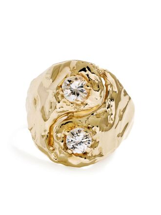 Fie Isolde 14K yellow gold Yin Yang diamond signet ring - women - Diamond - 6 1/2