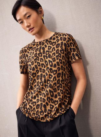 Contemporaine Womens Patterned flowy crew-neck T-shirt