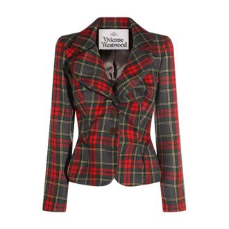 Vivienne Westwood Blazers, female, Multicolor, Size: XS Red Black Notch Lapel Jacket