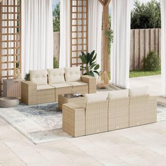 vidaXL Vidaxl - Set Sof&aacute;s De Jard&iacute;n 7 Piezas Y Cojines Rat&aacute;n Sint&eacute;tico Beige