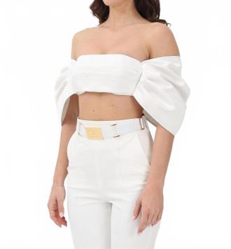 Elisabetta Franchi Womens Squareneck Crop Top In Ivory