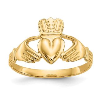 Diamond2Deal 14k Yellow Gold Polished Claddagh Ring