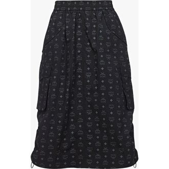 MCM Monogram Midi Skirt in Recycled Nylon in Black at Nordstrom, Size X-Large