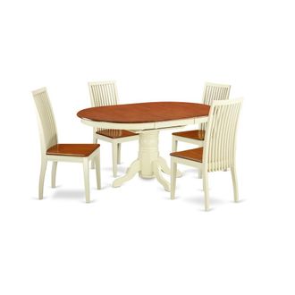 East West Furniture Dining Room Set Buttermilk & Cherry, AVIP5-BMK-W