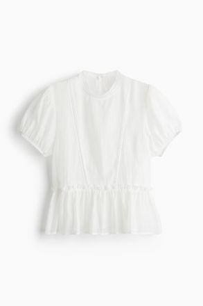 H&M Peplumbluse mit Spitzeneins&auml;tzen - White