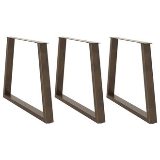 Berkfield Home Dining Table Legs V-Shape 3 pcs Natural Steel 90x(72-73.3) cm Steel in Brown