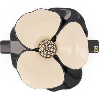 Alexandre de Paris Camelia acetate barette in Beige And Black at Nordstrom, Size Large