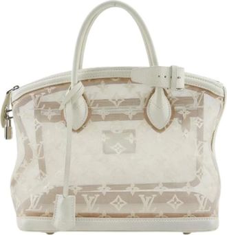 Louis Vuitton Pre-owned Handbags, female, White, Size: ONE SIZE Pre-owned Lockit Monogram Transparence Nylon Canvas Handbag