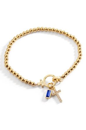 Mint & Lily Cross Charm Birthstone Bracelet in September Sapphire at Nordstrom, Size 7.5