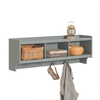 SoBuy Perchero De Pared Estanter&iacute;a De Pared Con 4 Ganchos Gris 100 X 25 X 35 Cm Fhk28-hg Sobuy Es