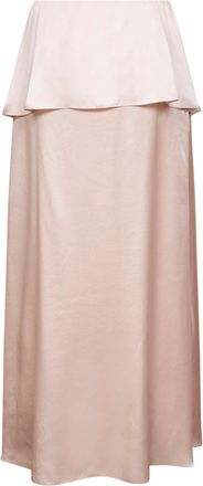 Chlo&eacute; Womens Pink Washed Silk Satin Midi Skirt