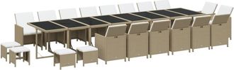 vidaXL Set Comedor De Jard&iacute;n 21 Pzas Con Cojines Rat&aacute;n Sint&eacute;tico Beige Vidaxl