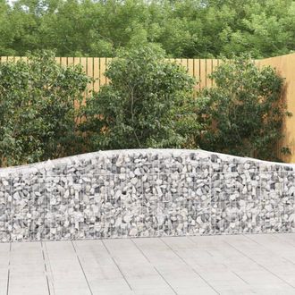 Berkfield Home Arched Gabion Baskets 4 pcs 400x50x60/80 cm Galvanised Iron in Silver