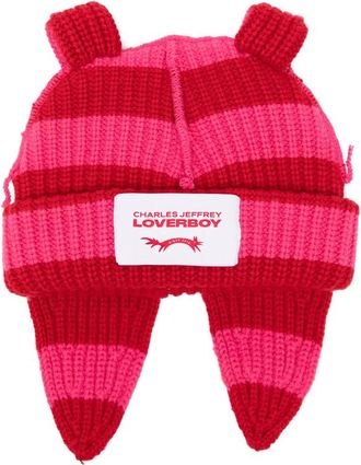 Charles Jeffrey Loverboy Chunky Rabbit Striped Beanie Hat