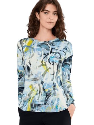 Elliott Lauren Collage Long Sleeve Top In Blue