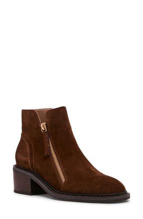 Blondo Lilani Waterproof Block Heel Bootie in Chocolate Suede at Nordstrom, Size 8.5
