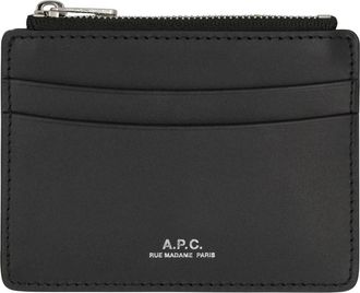 A.P.C. Paris Cardholder - Heren - Portefeuilles - Zwart - ONE Size - Leer - Accessoires