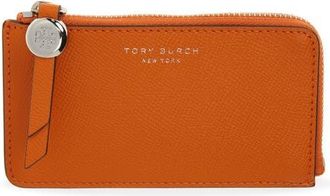 Tory Burch Romy Leather Zip Card Case in Orange at Nordstrom