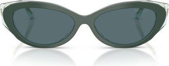 Jimmy Choo London 54mm Cat Eye Sunglasses in Dark Green /Dark Grey at Nordstrom