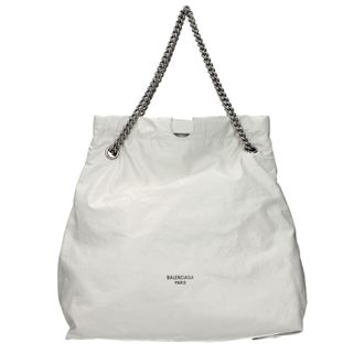 Balenciaga Damens Wei&szlig;e Crush-Schultertasche aus Leder