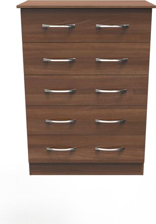 Welcome Furniture Alton Ready Assembled 5 Drawer Chest in Noche Walnut - Welcome Furniture | TJ Hughes