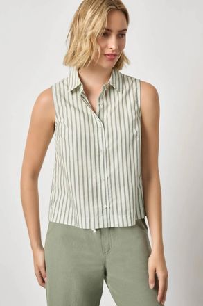 Lilla P Striped Sleeveless Shirt In Pool Stripe