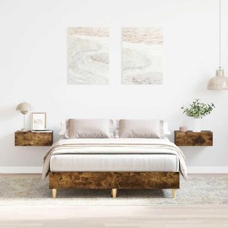 Berkfield Home Bed Frame No Mattress Smoked Oak 120x200 cm Engineered Wood in Brown | Size: Small Double