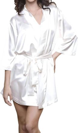 iCollection Satin 3/4 Sleeve Robe In Ivory