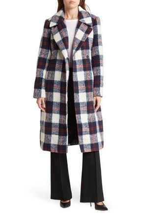 Noize Katja Vegan Wool Plaid Coat in Dress Blues at Nordstrom Rack, Size Xx-Large