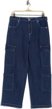 Madden Girl High Waist Wide Leg Cargo Jeans in Dark Rinse at Nordstrom Rack, Size X-Large