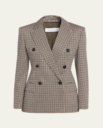 Max Mara Wool Houndstooth Double-Breasted Jacket