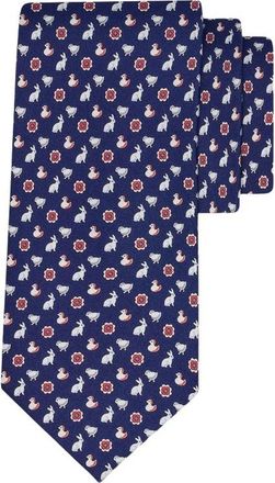 Ferragamo Accessoires, Heren, Blauw, ONE Size, Zijden stropdas met print