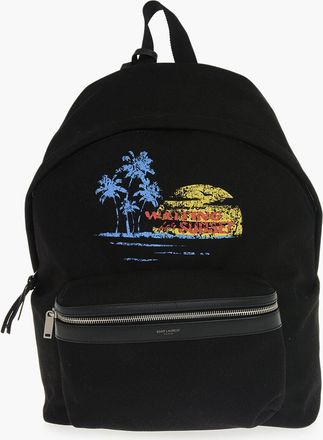 Saint Laurent Canvas Backpack WAITING FOR SUNSET With Print Yves Saint Laurent