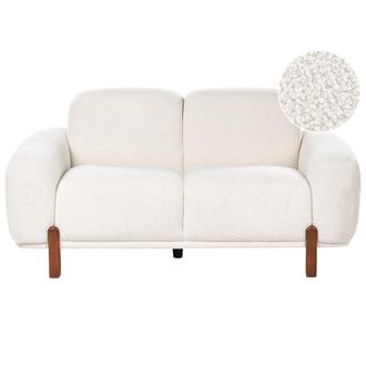 Beliani Sof&aacute; 2 Plazas Bajo Moderno Org&aacute;nico De Boucl&eacute; Curvil&iacute;neo Tapizado Suave Blanco Odnes