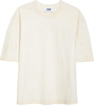 Golden Goose Gender Inclusive Star Embellished Distressed Graphic T-Shirt in Artic Wolf at Nordstrom, Size X-Small