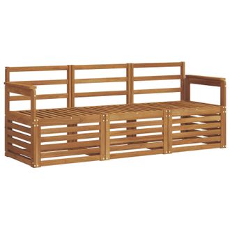 vidaXL Juegos De Sof&aacute;s 3 Pcs Natural Madera De Acacia S&oacute;lida Vidaxl