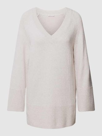 Tom Tailor Strickpullover aus Viskose-Mix mit V-Ausschnitt in Hellgrau Melange, Gr&ouml;&szlig;e XL
