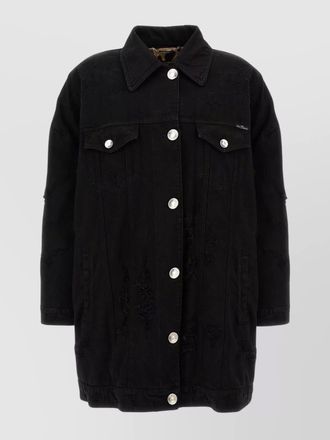 Dolce & Gabbana longline distressed denim jacket with chest pockets